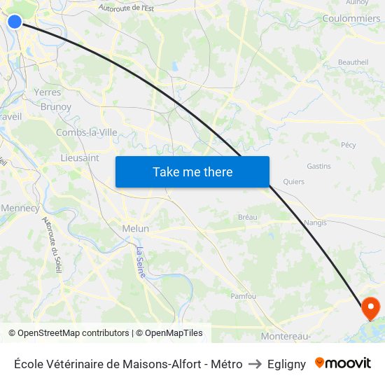 École Vétérinaire de Maisons-Alfort - Métro to Egligny map