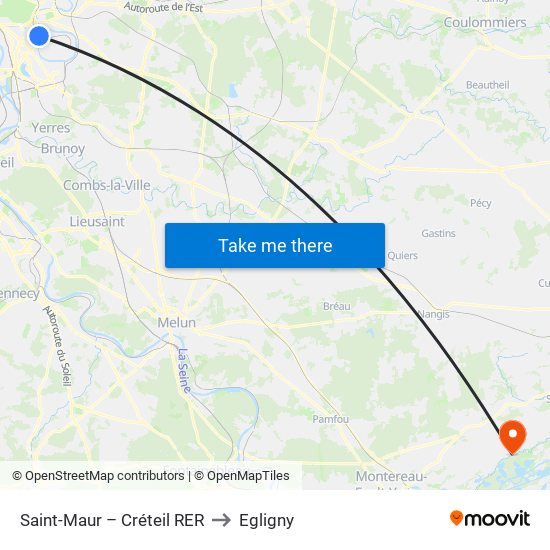 Saint-Maur – Créteil RER to Egligny map