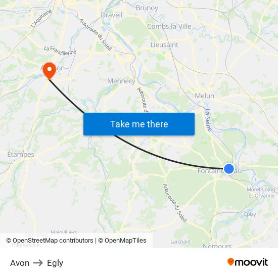 Avon to Egly map