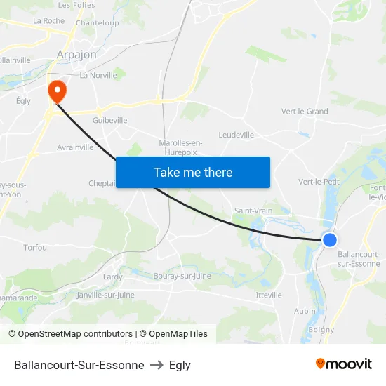 Ballancourt-Sur-Essonne to Egly map