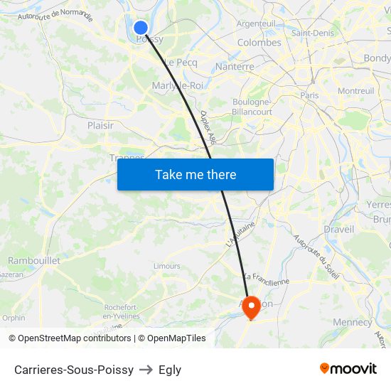 Carrieres-Sous-Poissy to Egly map