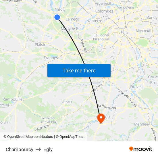 Chambourcy to Egly map