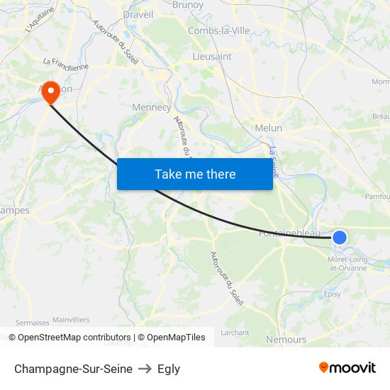 Champagne-Sur-Seine to Egly map