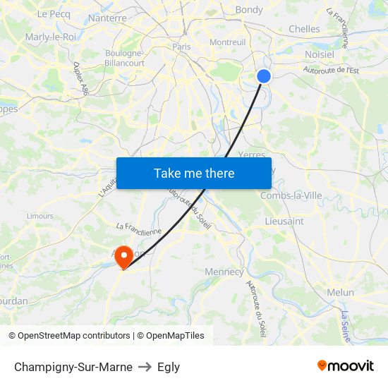Champigny-Sur-Marne to Egly map