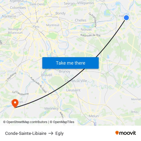 Conde-Sainte-Libiaire to Egly map