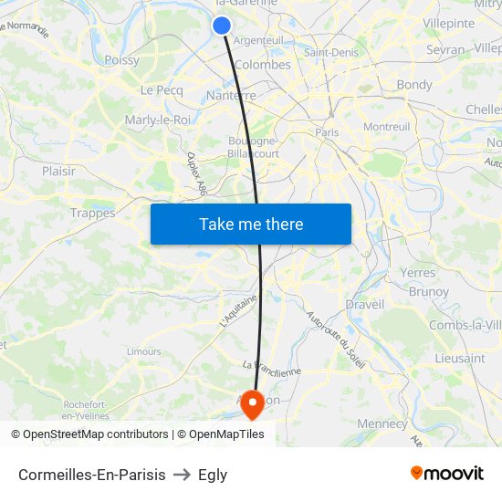 Cormeilles-En-Parisis to Egly map
