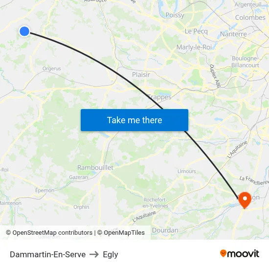 Dammartin-En-Serve to Egly map