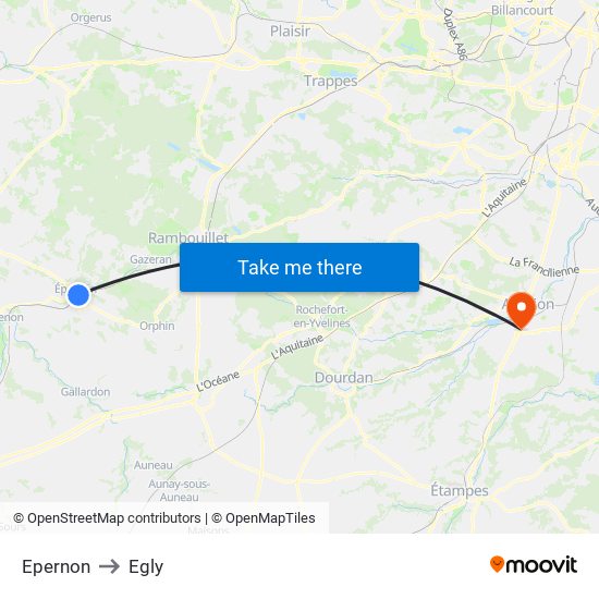 Epernon to Egly map