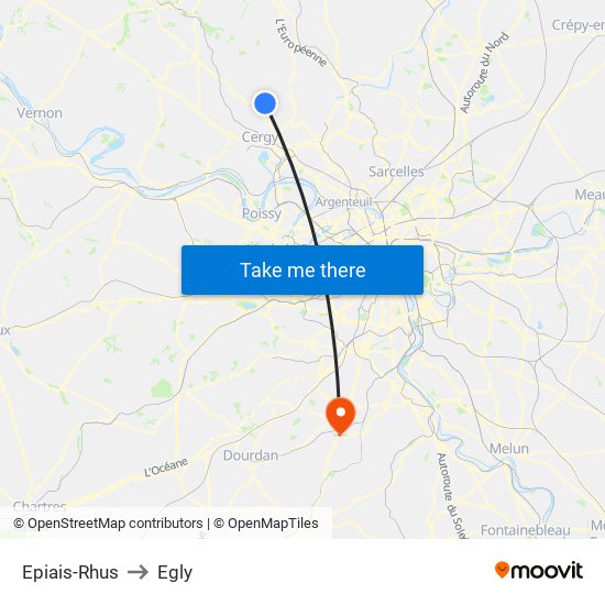 Epiais-Rhus to Egly map