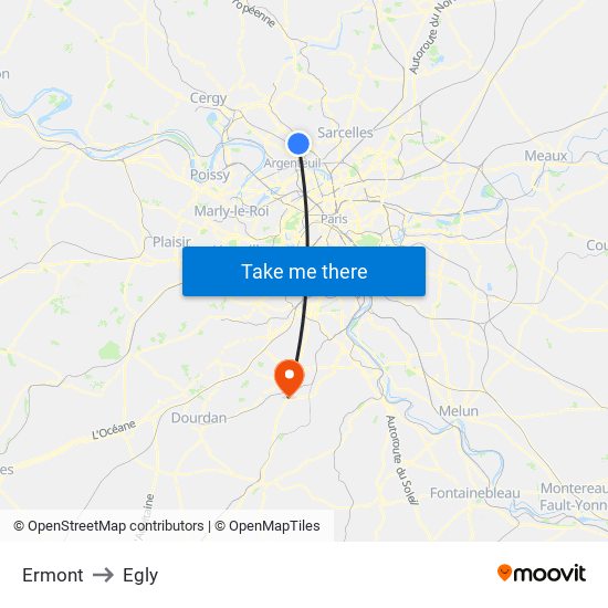 Ermont to Egly map