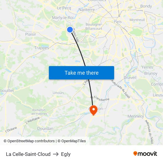 La Celle-Saint-Cloud to Egly map