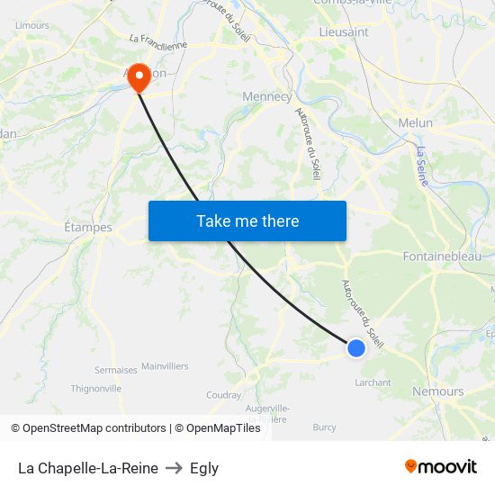 La Chapelle-La-Reine to Egly map