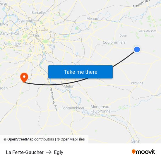La Ferte-Gaucher to Egly map