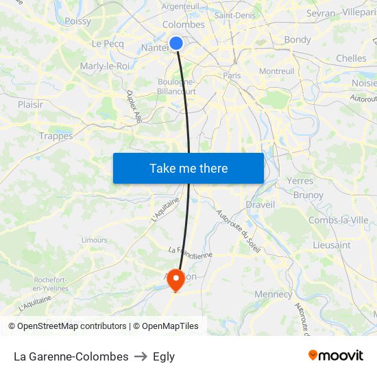 La Garenne-Colombes to Egly map