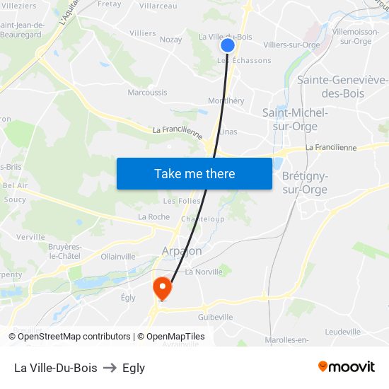 La Ville-Du-Bois to Egly map