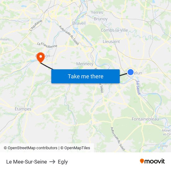 Le Mee-Sur-Seine to Egly map