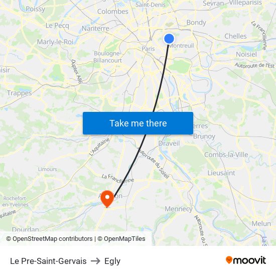 Le Pre-Saint-Gervais to Egly map