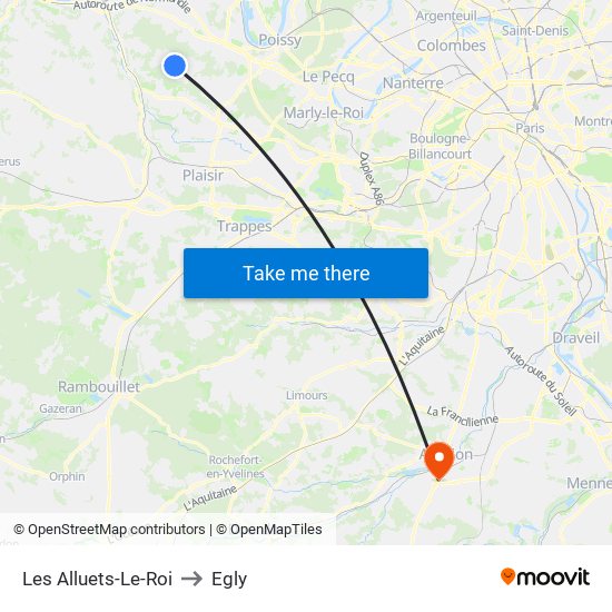 Les Alluets-Le-Roi to Egly map