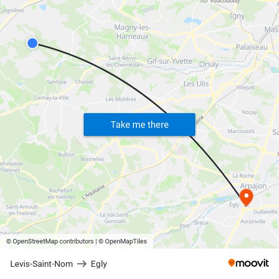 Levis-Saint-Nom to Egly map
