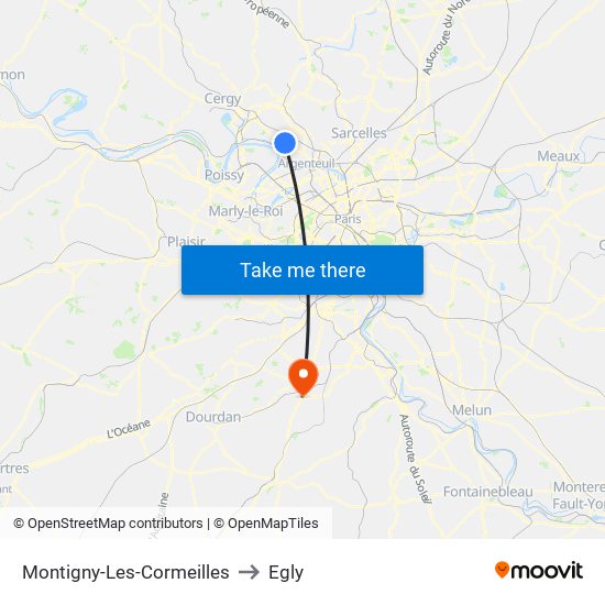 Montigny-Les-Cormeilles to Egly map