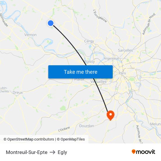 Montreuil-Sur-Epte to Egly map