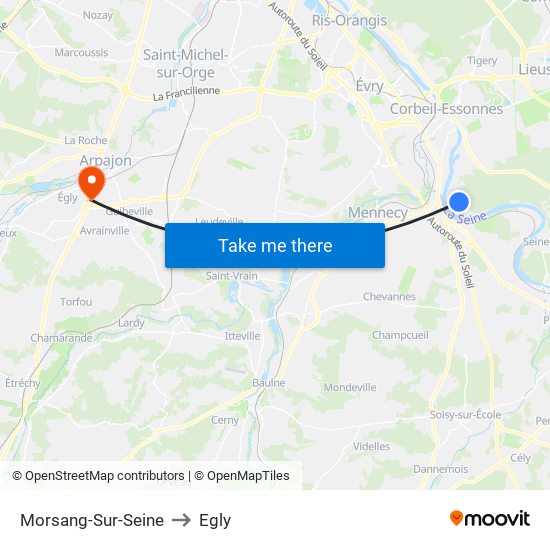 Morsang-Sur-Seine to Egly map