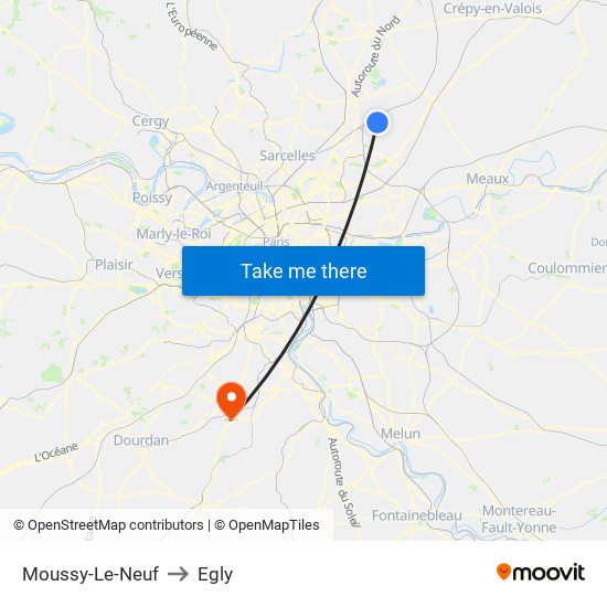 Moussy-Le-Neuf to Egly map