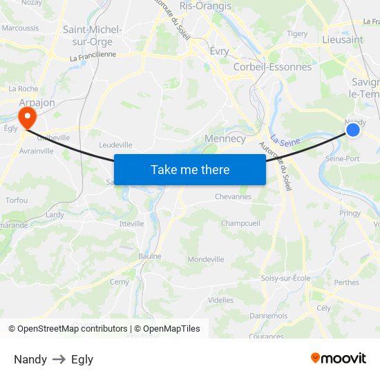 Nandy to Egly map