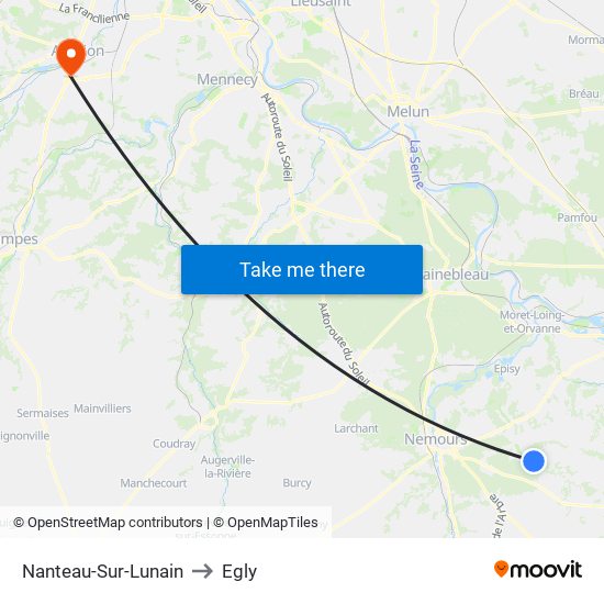 Nanteau-Sur-Lunain to Egly map