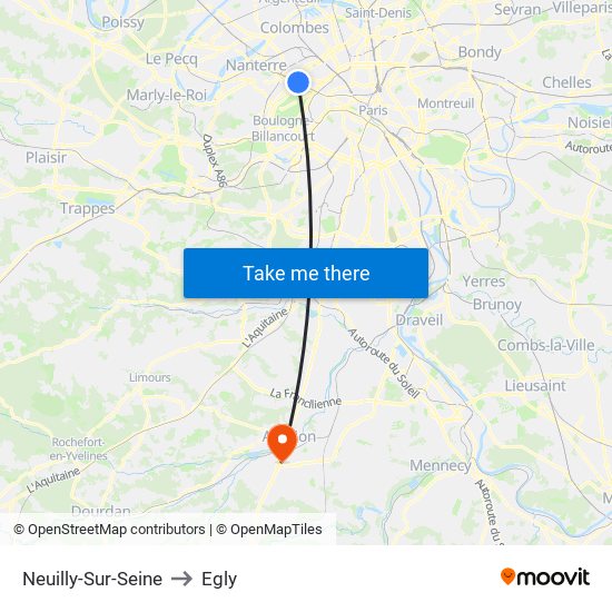 Neuilly-Sur-Seine to Egly map