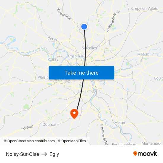 Noisy-Sur-Oise to Egly map