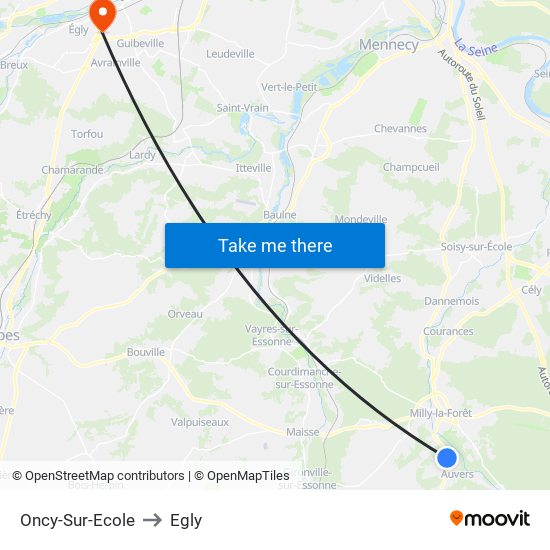 Oncy-Sur-Ecole to Egly map