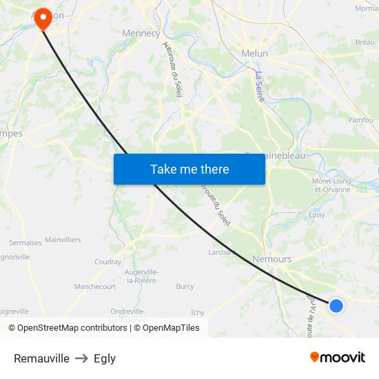 Remauville to Egly map