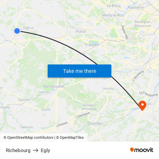 Richebourg to Egly map