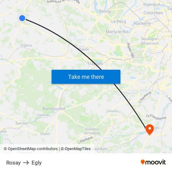 Rosay to Egly map