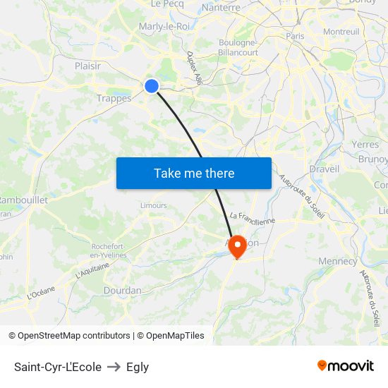 Saint-Cyr-L'Ecole to Egly map