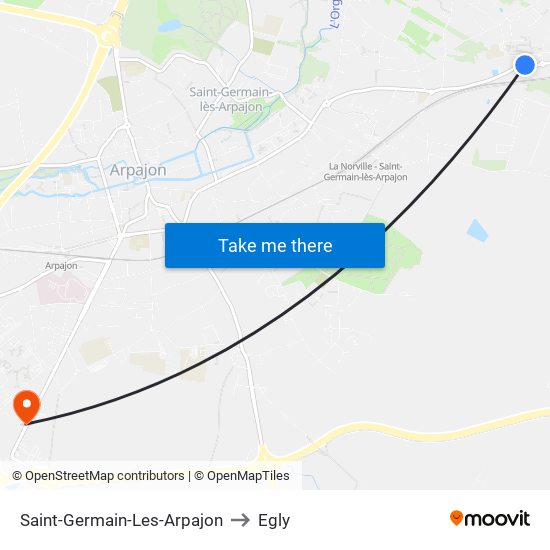 Saint-Germain-Les-Arpajon to Egly map