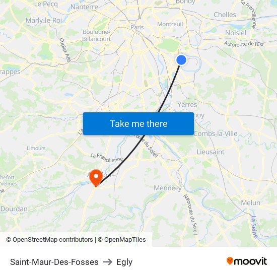 Saint-Maur-Des-Fosses to Egly map