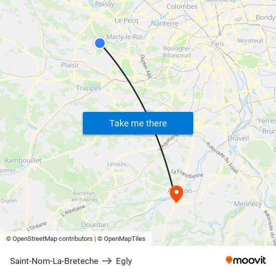 Saint-Nom-La-Breteche to Egly map