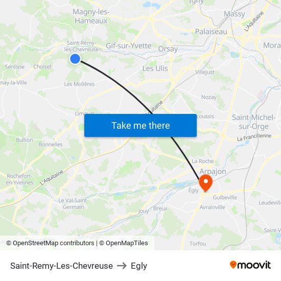 Saint-Remy-Les-Chevreuse to Egly map