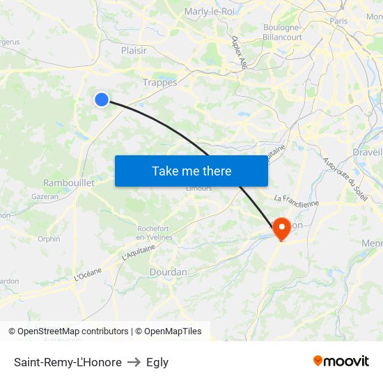Saint-Remy-L'Honore to Egly map