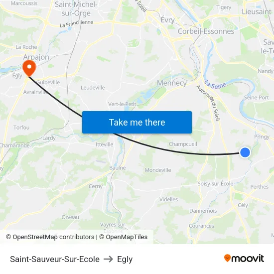 Saint-Sauveur-Sur-Ecole to Egly map
