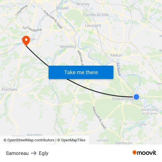 Samoreau to Egly map