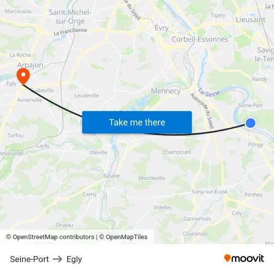 Seine-Port to Egly map