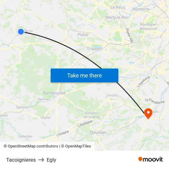 Tacoignieres to Egly map