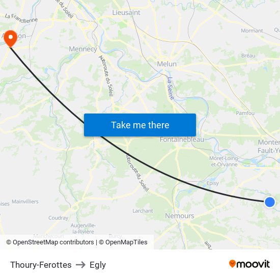 Thoury-Ferottes to Egly map