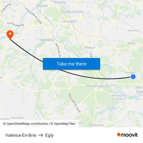 Valence-En-Brie to Egly map