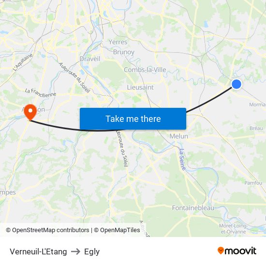 Verneuil-L'Etang to Egly map