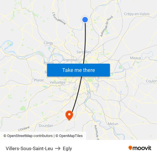 Villers-Sous-Saint-Leu to Egly map