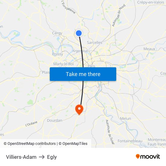 Villiers-Adam to Egly map